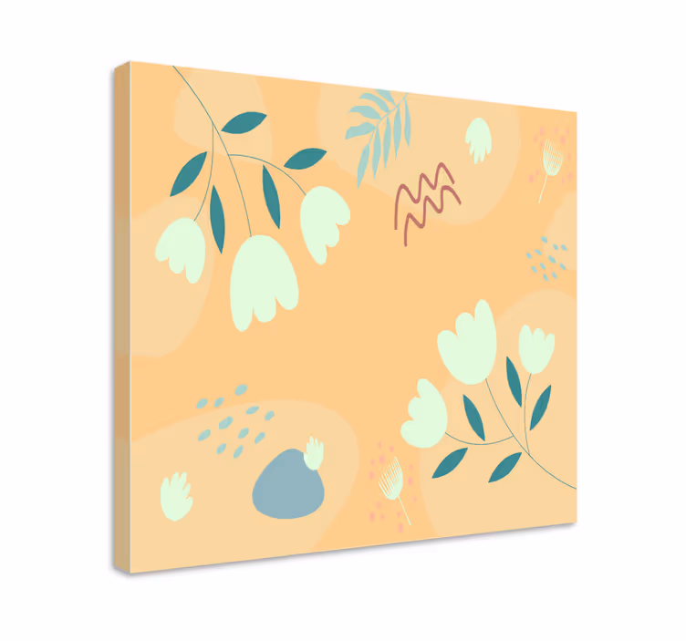 Blomsterbladsmønstre blomster og planter lærredsbillede - TenStickers