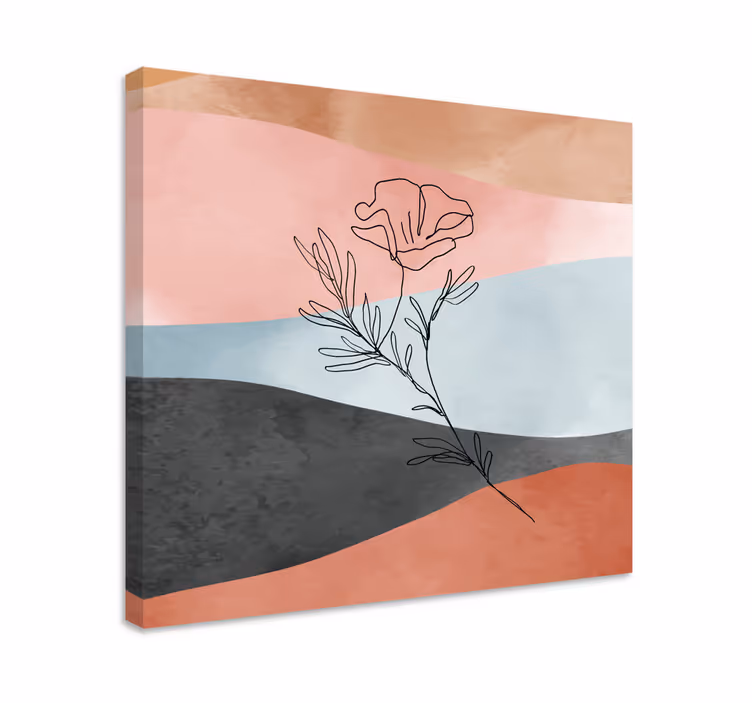 Blomster og planter lærredsbillede abstrakt blomstersketch - TenStickers