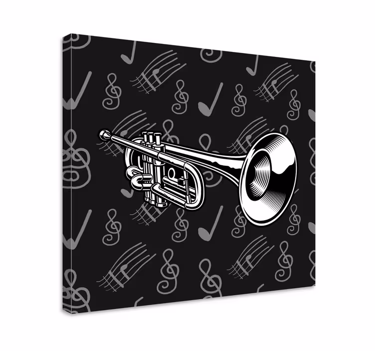 Sort og hvid trompet musik lærred - TenStickers