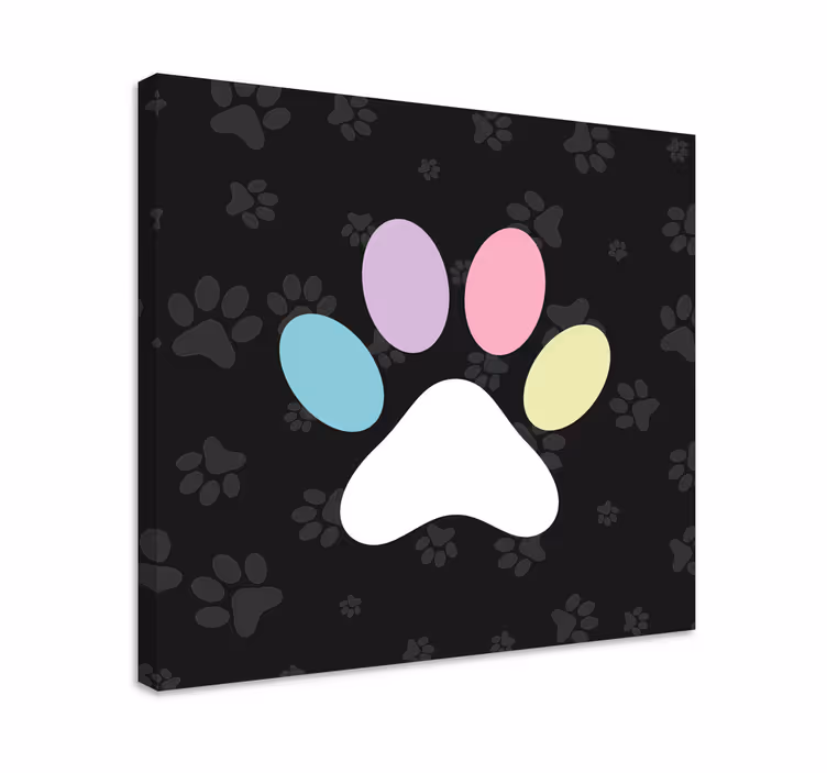 Hunde lærredsbillede farverige poteaftryk - TenStickers