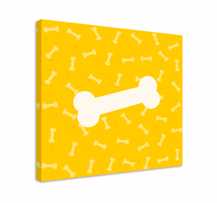 Sød gul baggrund hundeben lærred print - TenStickers