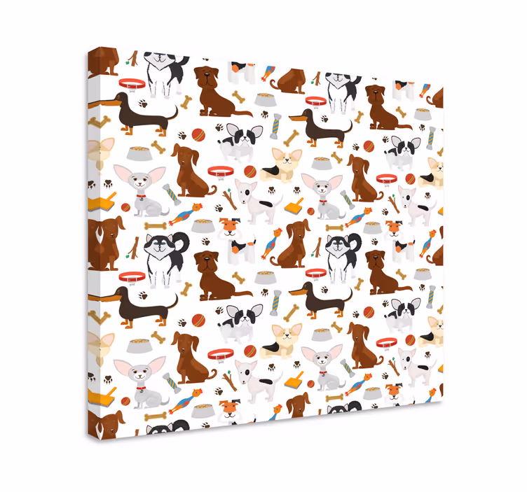 Hunde lærredsbillede legesyge hundehvalpe - TenStickers