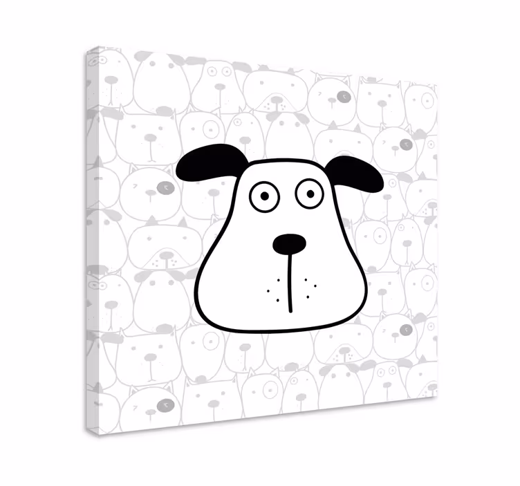 Hunde lærredsbillede med tegneserie hundehoved - TenStickers