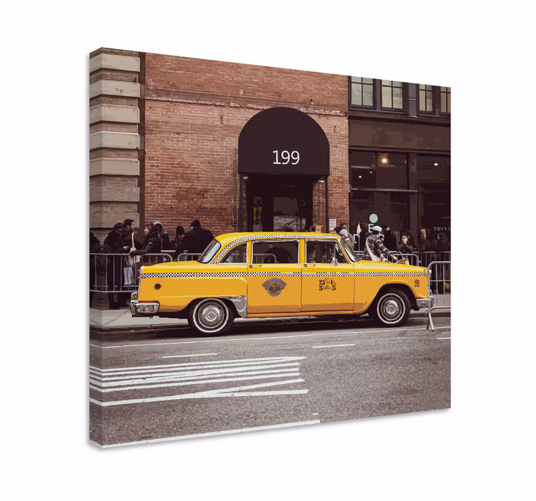 Yellow taxi cab by lærredsbillede - TenStickers