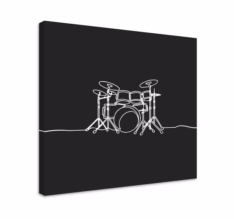 Line art tromme elegant design musik lærred - TenStickers
