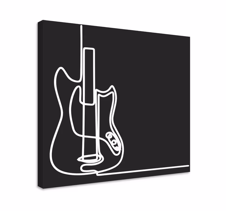 Musik lærredsbillede elektrisk guitar kontur - TenStickers