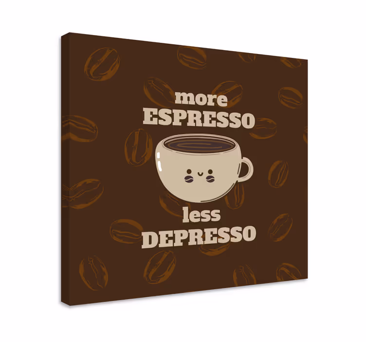 Rustikt billede på lærred med kaffekop citat - TenStickers