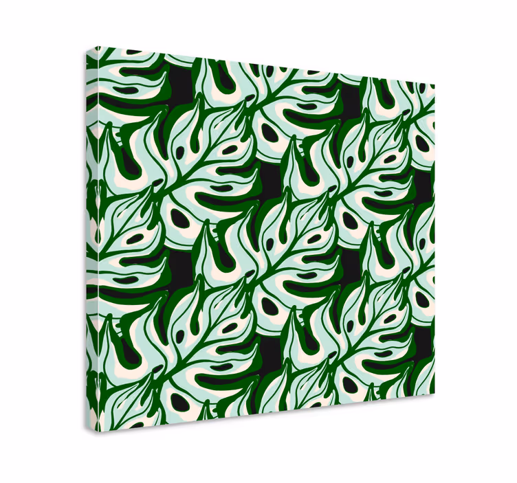 Blomster og planter lærredsbillede monstera bladmønster - TenStickers
