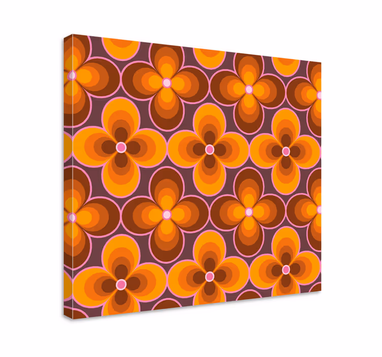 Blomst retro groovy mønster retro lærred - TenStickers