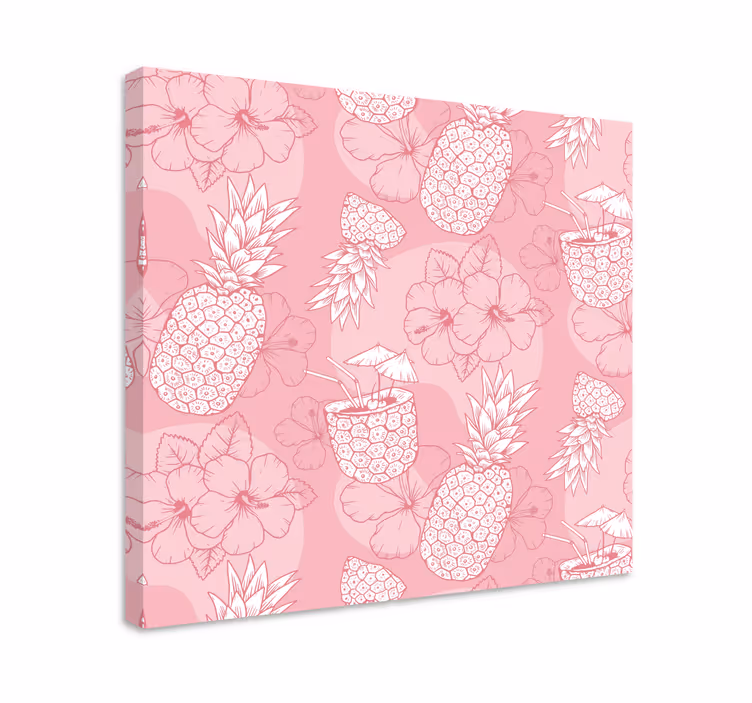 Blomster og planter lærredsbillede ananas hibiscus mønster - TenStickers