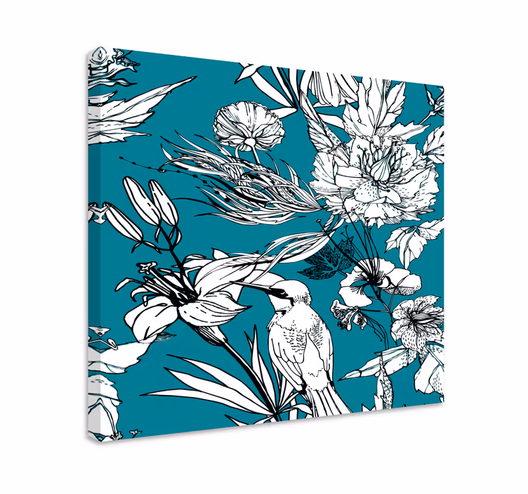 Blandt blomster fugl lærredsbillede - TenStickers
