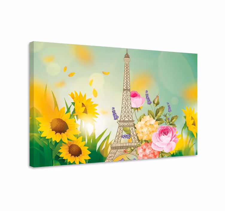 Blomster og planter lærredsbillede eiffeltårn - TenStickers