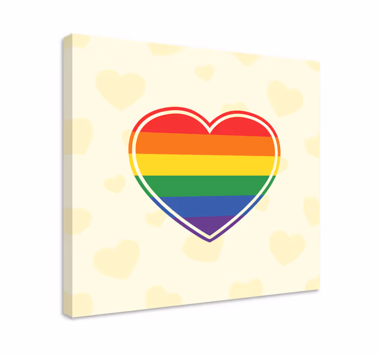 Gay pride fladt hjerteformet hjem lærredstryk - TenStickers