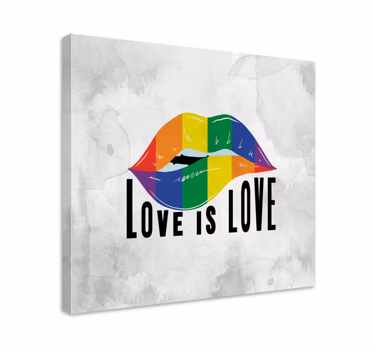 Retro billede på lærred rainbow læbeomfavnelse - TenStickers