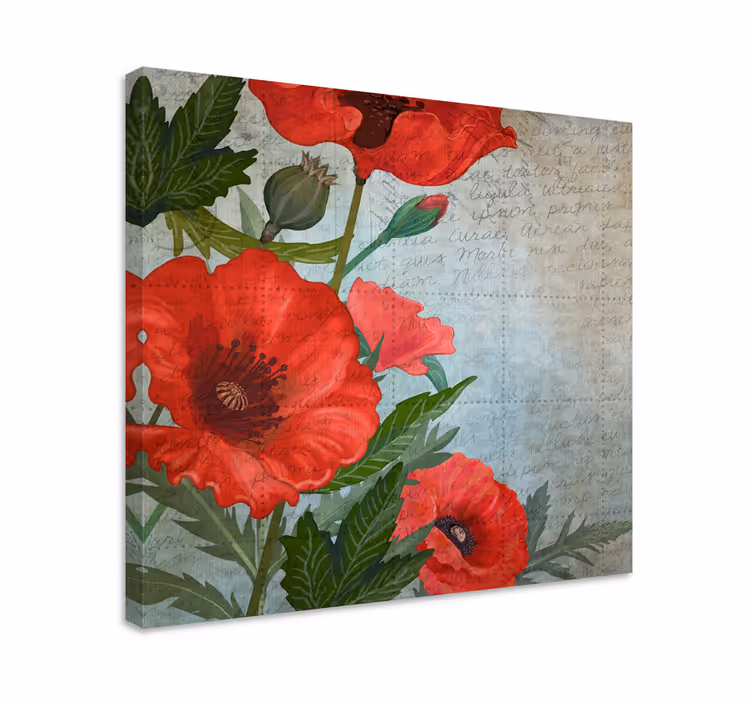 Blomster og planter lærredsbillede frodige røde valmuer - TenStickers