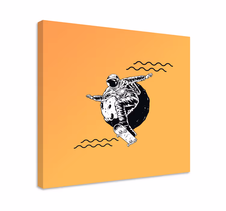 Videospil lærred print cosmonaut skateboarding - TenStickers