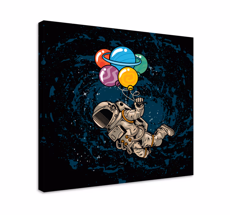 Astronaut i rummet med balloner vægprint - TenStickers