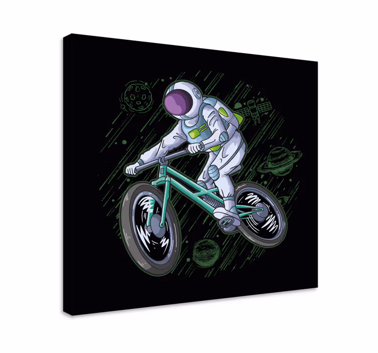 Videospil lærred print astronaut på cykel - TenStickers