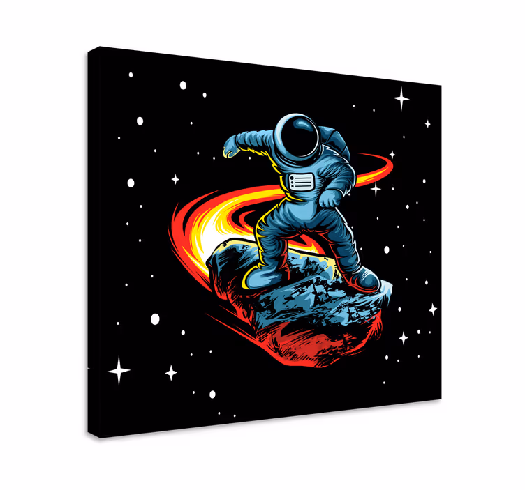 Videospil lærred print astronaut surfer på asteroide - TenStickers