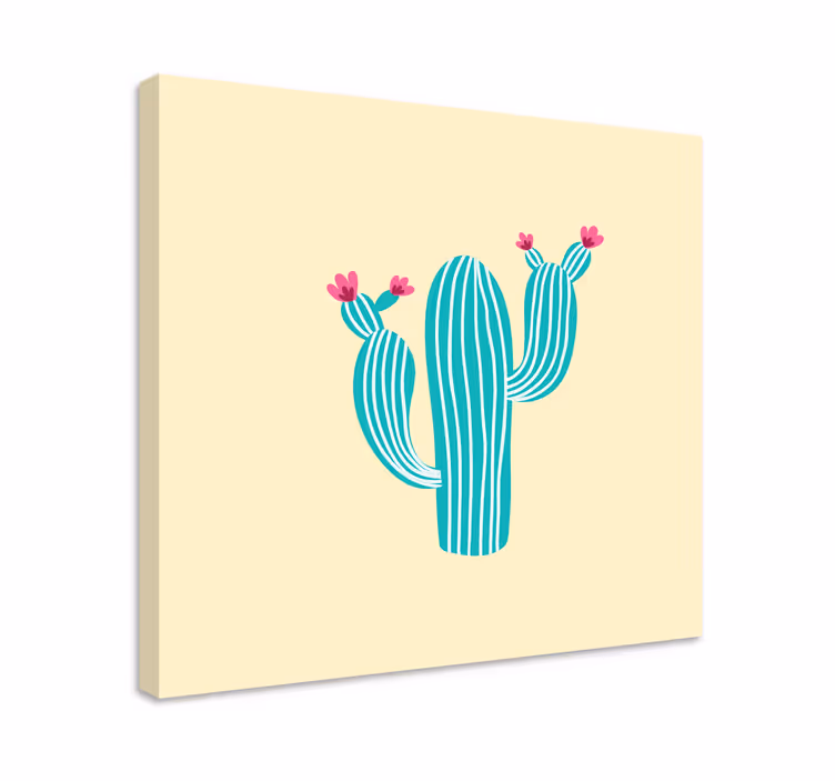 Blomster og planter lærredsbillede kaktus med blomster - TenStickers