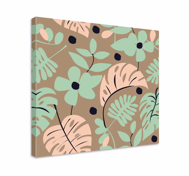 Blomster og planter lærredsbillede tropisk blad - TenStickers
