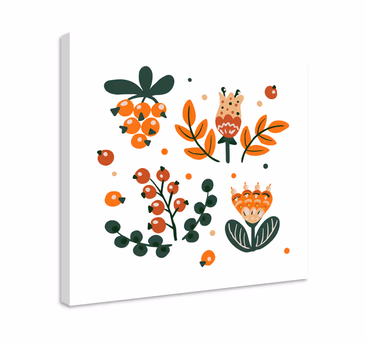 Blomster og planter lærredsbillede abstrakte elementer - TenStickers