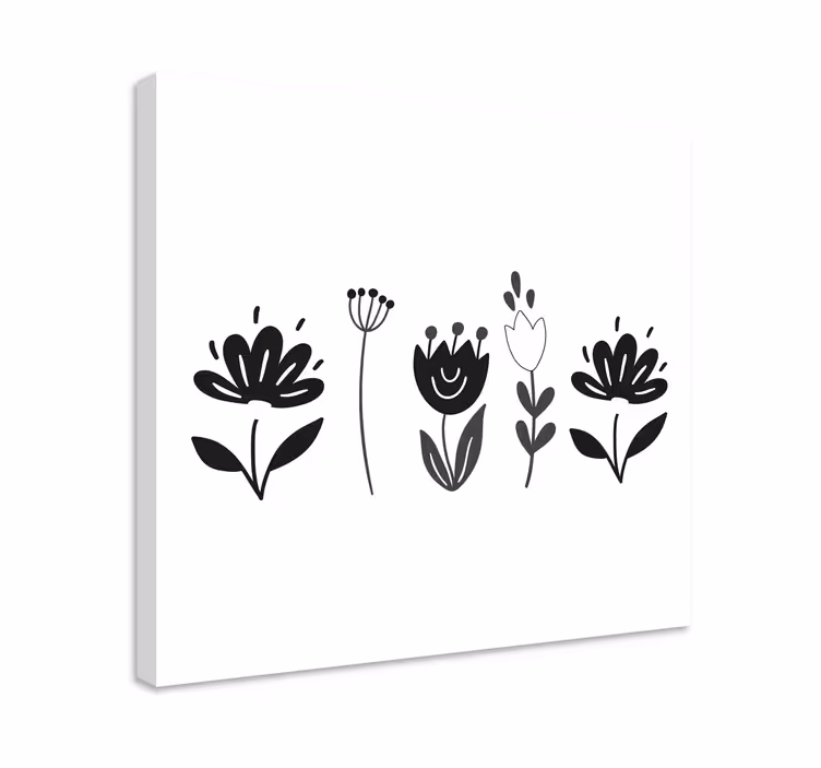 Sort og hvide blomster blomst lærred - TenStickers