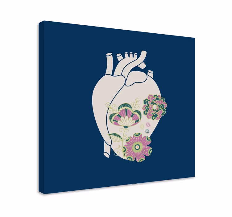 Abstrakt lærredsbillede med hjerteblomsterdesign - TenStickers