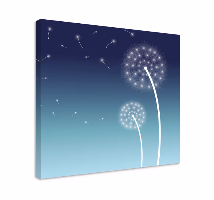 Mælkebøttefnug flydende blomster og planter lærredsbillede - TenStickers