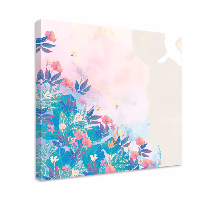 Levende botanisk blanding blomster og planter lærredsbillede - TenStickers