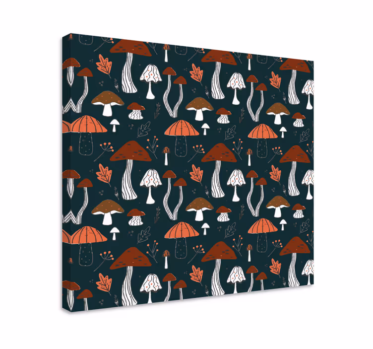 Blomster og planter lærredsbillede svampe mønster design - TenStickers