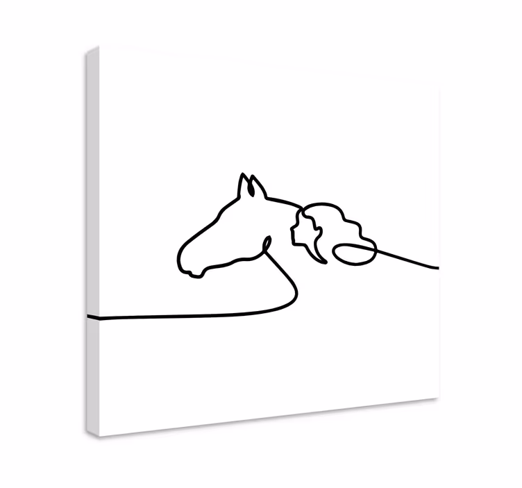 Hest og pige kontur lærred - TenStickers