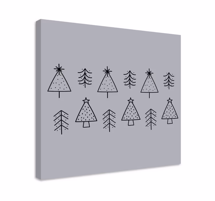 Træ lærredsbillede med stiliserede juletræer - TenStickers