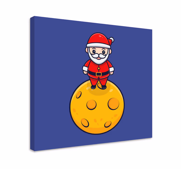 Børne lærredsbillede julemanden på månen - TenStickers