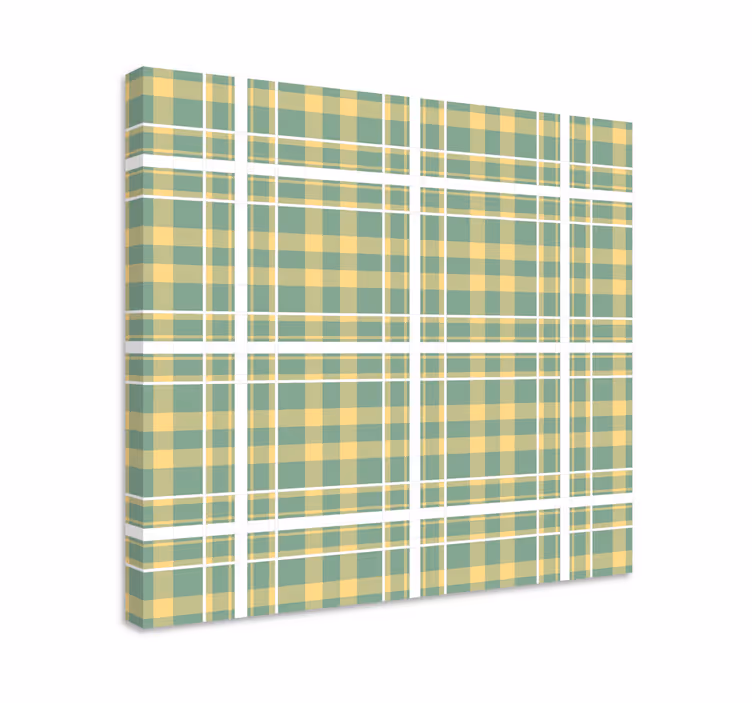 Gul, grøn og hvid gingham lærred - TenStickers