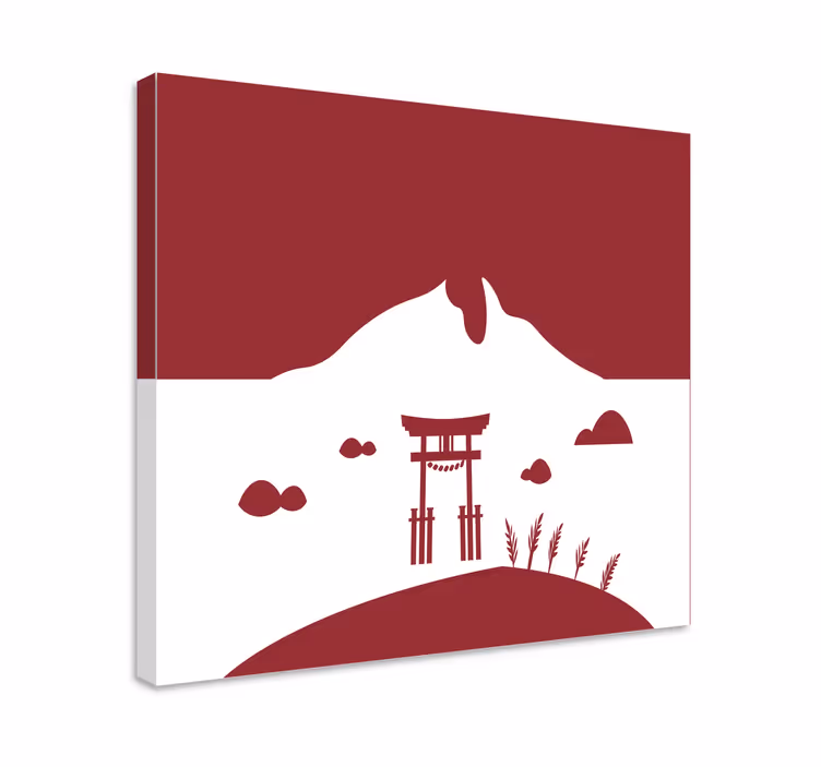 Japansk struktur med moderne sø i lærred - TenStickers