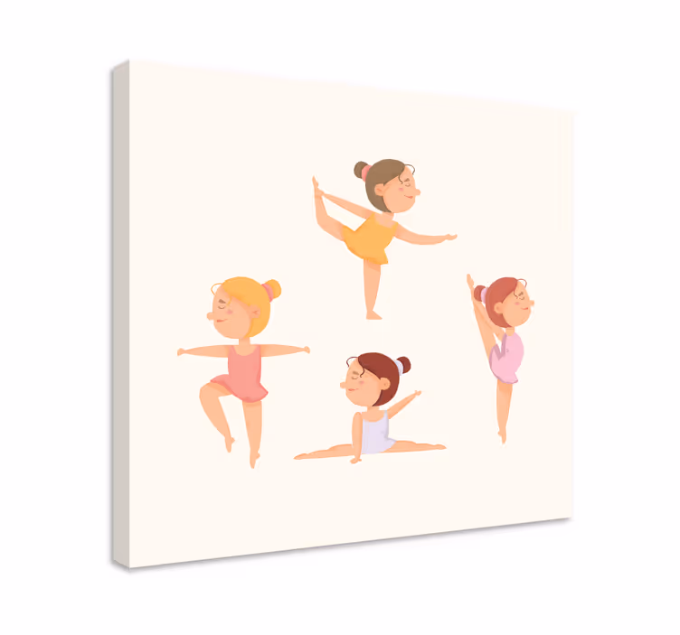 Børne lærredsbillede dansende ballerinaer - TenStickers