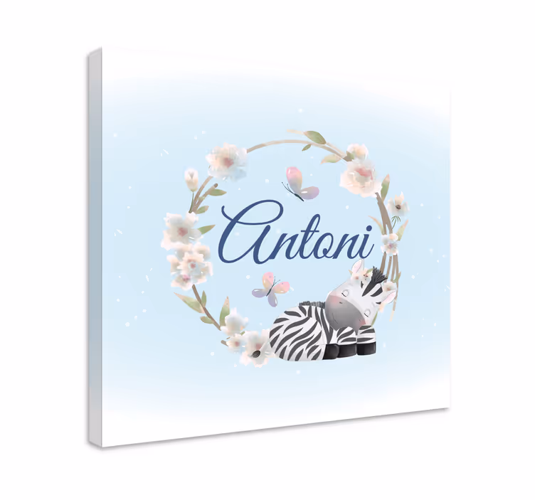Zebra blomsterdesign baby lærredsbilleder - TenStickers