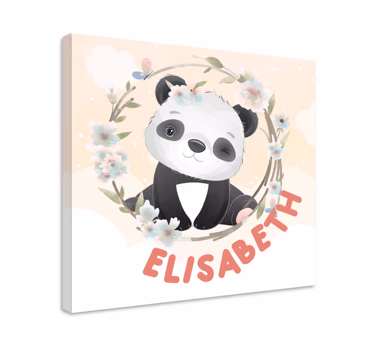 Søde dyr panda med navn lærred - TenStickers