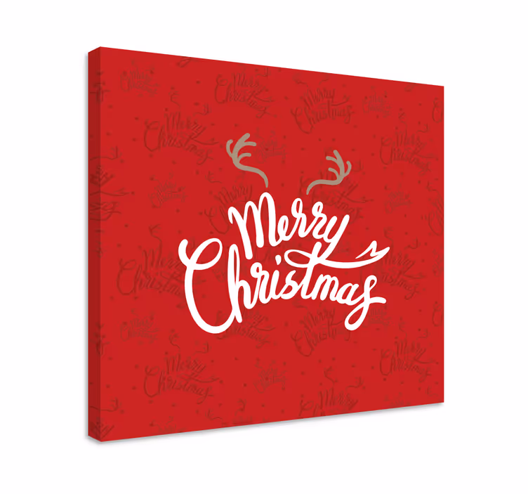 Rødt design med rensdyrgevir julebillede på lærred - TenStickers
