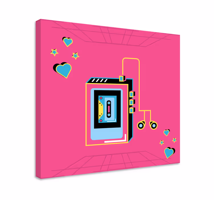Musik lærredsbillede retro kassette kærlighed - TenStickers