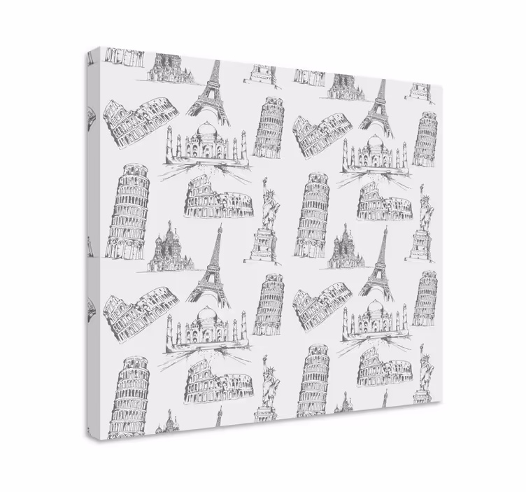 Famous landmarks skitser by lærredsbillede - TenStickers