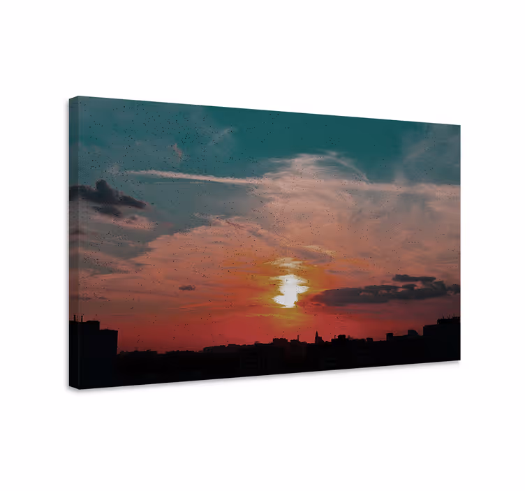 Landskab lærred skumringsbyens skyline - TenStickers