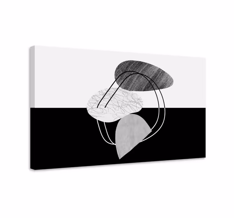 Sort og hvid sten lærred kunsttryk - TenStickers