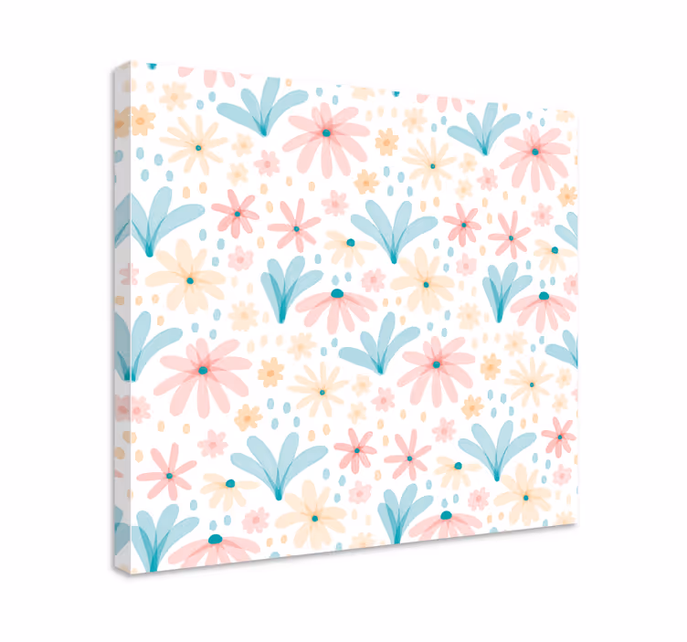 Pastelfarvet blomstermønster lærred - TenStickers