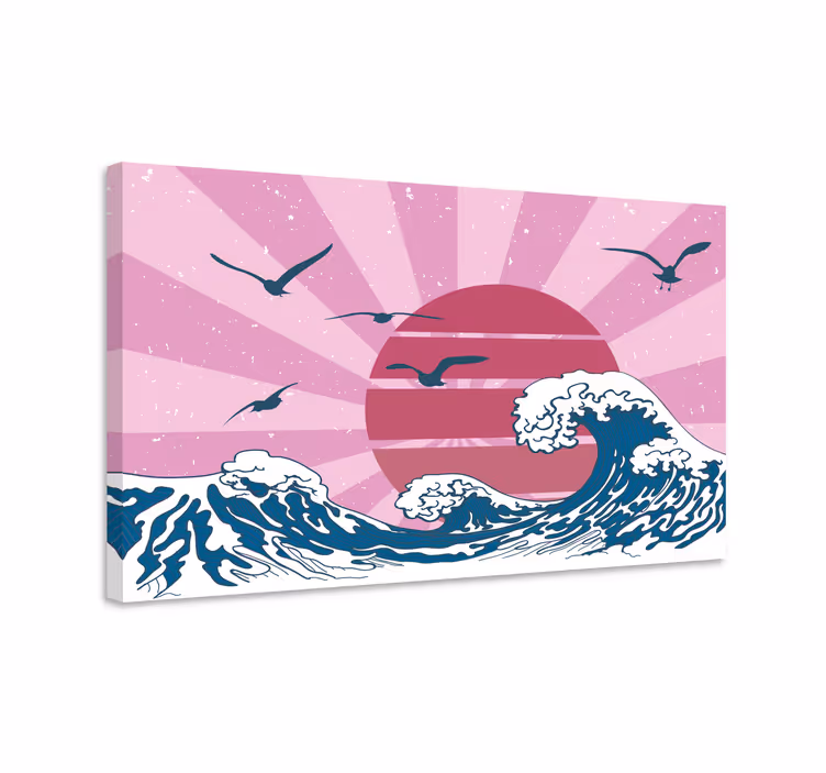 Det flotte lyserøde retro bølge retro lærred - TenStickers