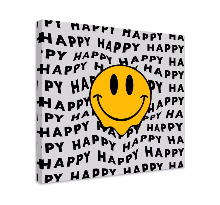 Stor smiley glad ansigt retro lærred - TenStickers