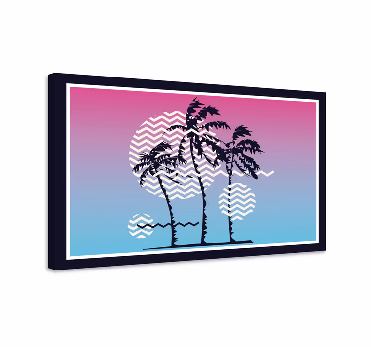 Retro solnedgang palmer retro lærred - TenStickers
