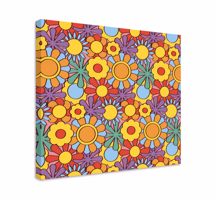 Blomster og planter lærredsbillede farverigt blomstermønster - TenStickers