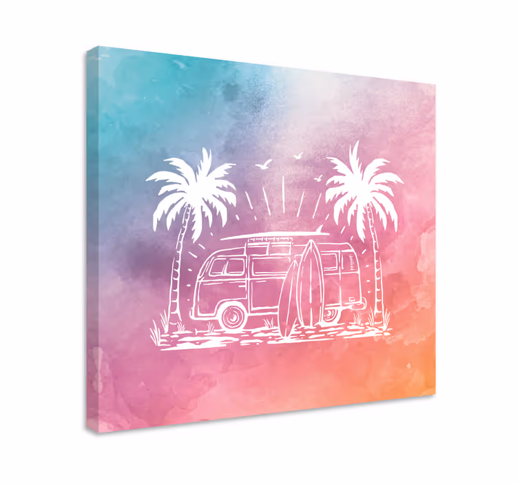 Retro surf van by lærredsbillede - TenStickers